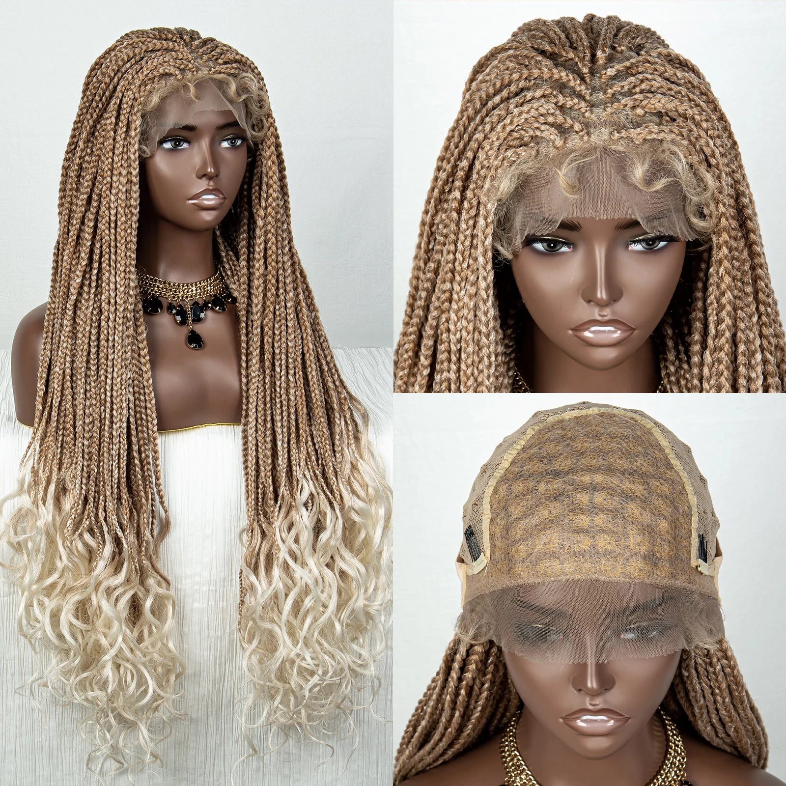 36" 613 Blonde Braided Wig | Lace Front | Baby Hair | Colored Braids Luxegan