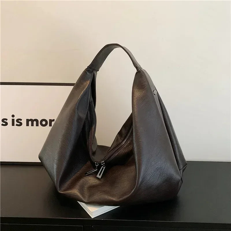Big Black Shoulder Bag | Large Hobo Shopper Bag & Soft Leather Crossbody Handbag Luxegan