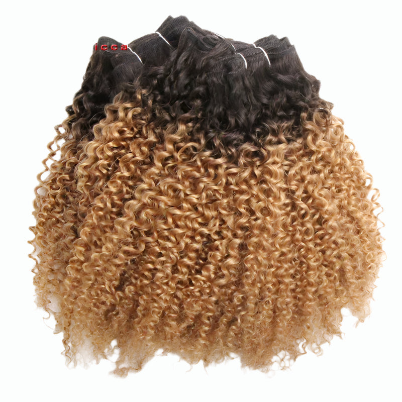 Peruvian Curly Bundles Human Hair - Jerry Curl Weaving, Double Drawn Remy Hair Extensions, Colored Bundles