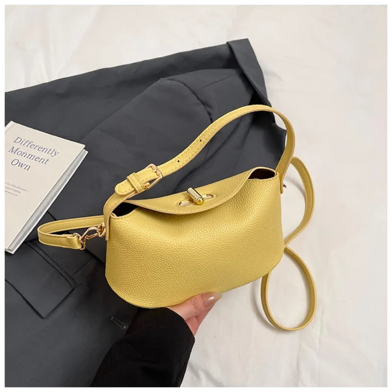 Niche Brand Yellow Bucket Bag | Versatile Shoulder & Messenger Handbag