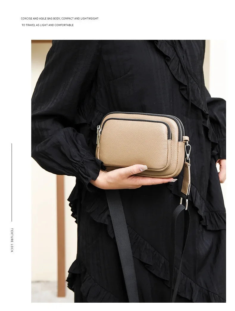 100% Genuine Leather Handbag | Soft Rectangle Crossbody Purse Luxegan