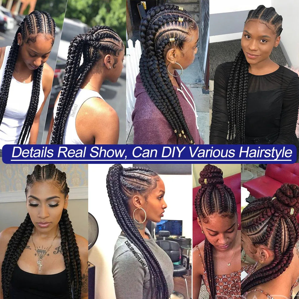 36" Cornrow Knotless Braids Wig | 360 Full Lace | Baby Hair | Synthetic Luxegan