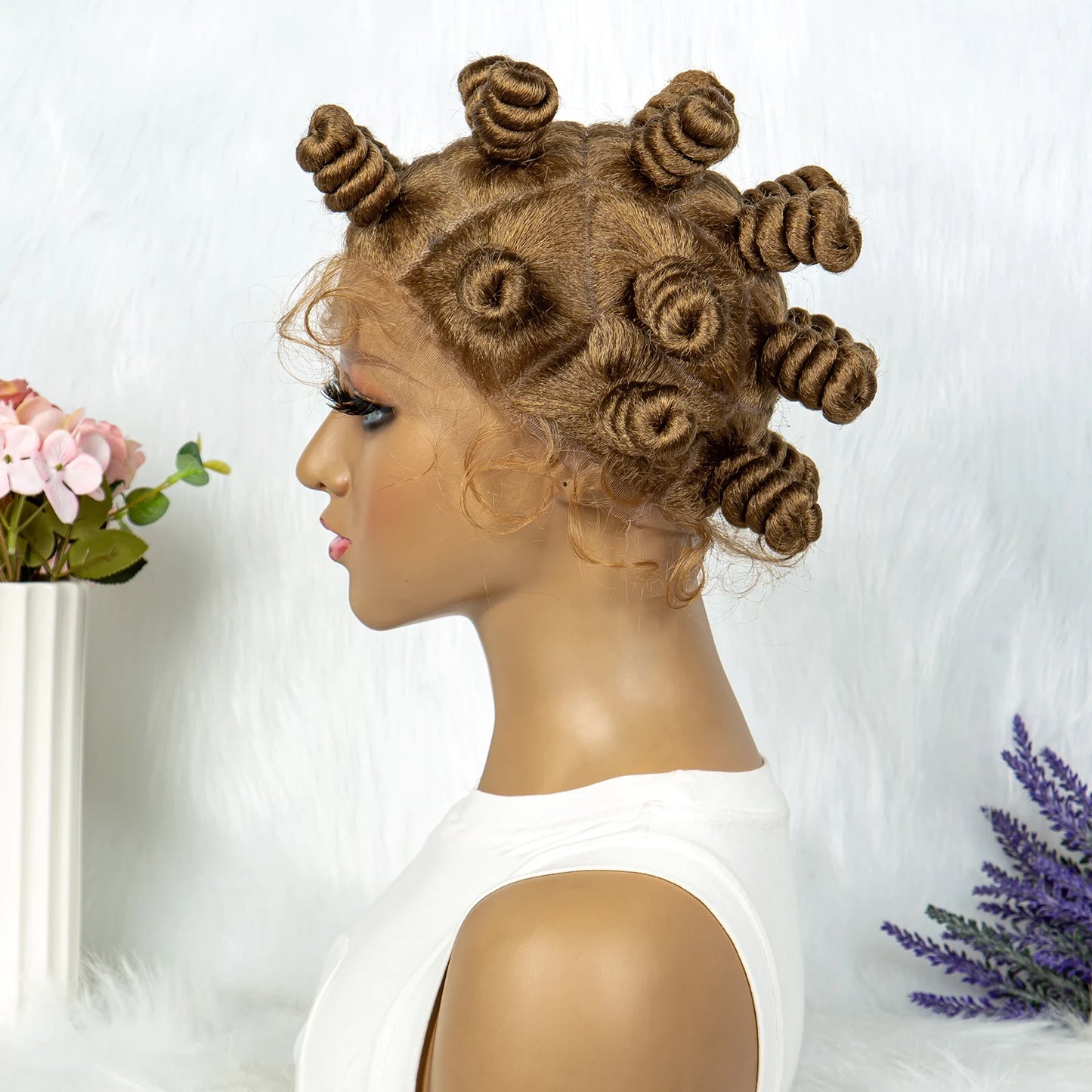 Knotless Braids Wig with Twist Buns | Full Lace African Braiding Hair Luxegan