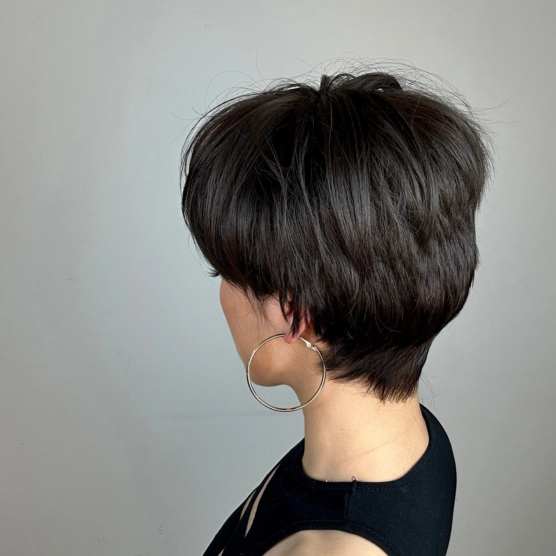 Natural Black Pixie Cut Wig with Fluffy Bangs | Short Layered Heat-Resistant Synthetic Hair for Daily Wear Luxegan
