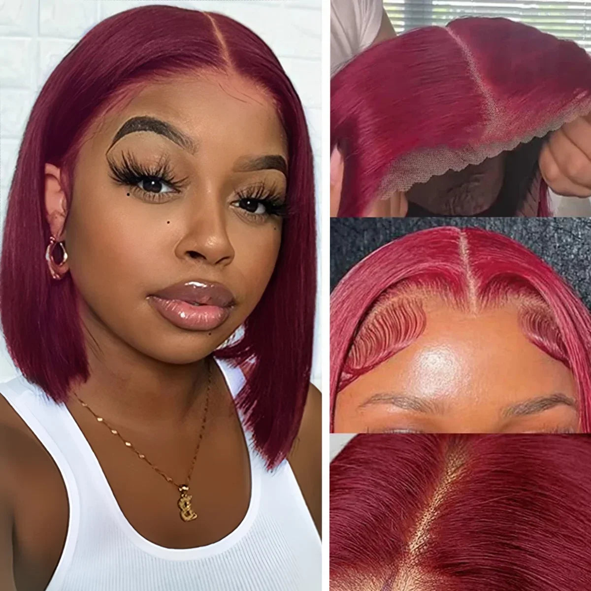 99J Burgundy Bob Wig | Glueless 7x5 Lace Front Wig | Pre-Plucked Brazilian Remy Hair