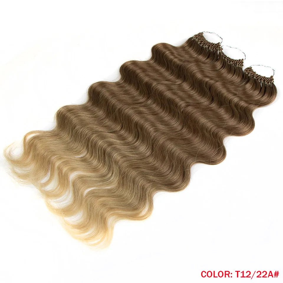 Fashion Idol Body Wave Crochet Hair - 22 Inch Soft Long Synthetic Goddess Braids - Natural Wavy Ombre 613 Blonde Hair Extensions - Luxegan