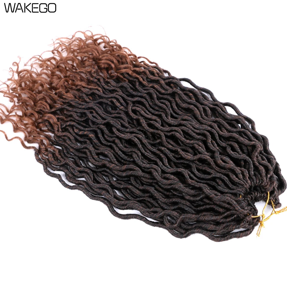 Goddess Faux Locs Crochet Hair | 18" Soft Curly Braids | Ombre Dreadlocks Extensions | 24 Strands/Pack Luxegan