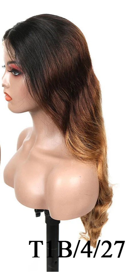 Ombre Body Wave Lace Front Wig | 180% Density Brazilian Remy Human Hair (13x4 & 4x4, Pre-Plucked) Luxegan
