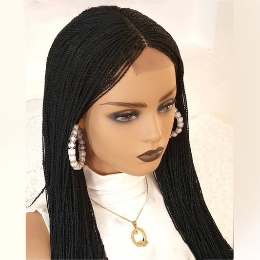 Micro Million Twist Braided Wig | Afro Braided Wig for Black Women | Transparent Lace Front Wig | Kanekalon Hair