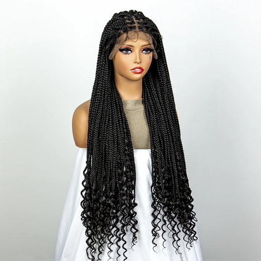 36" Deep Wave Dreadlocks Braided Wig | Lace Front | Baby Hair | Natural Look Luxegan