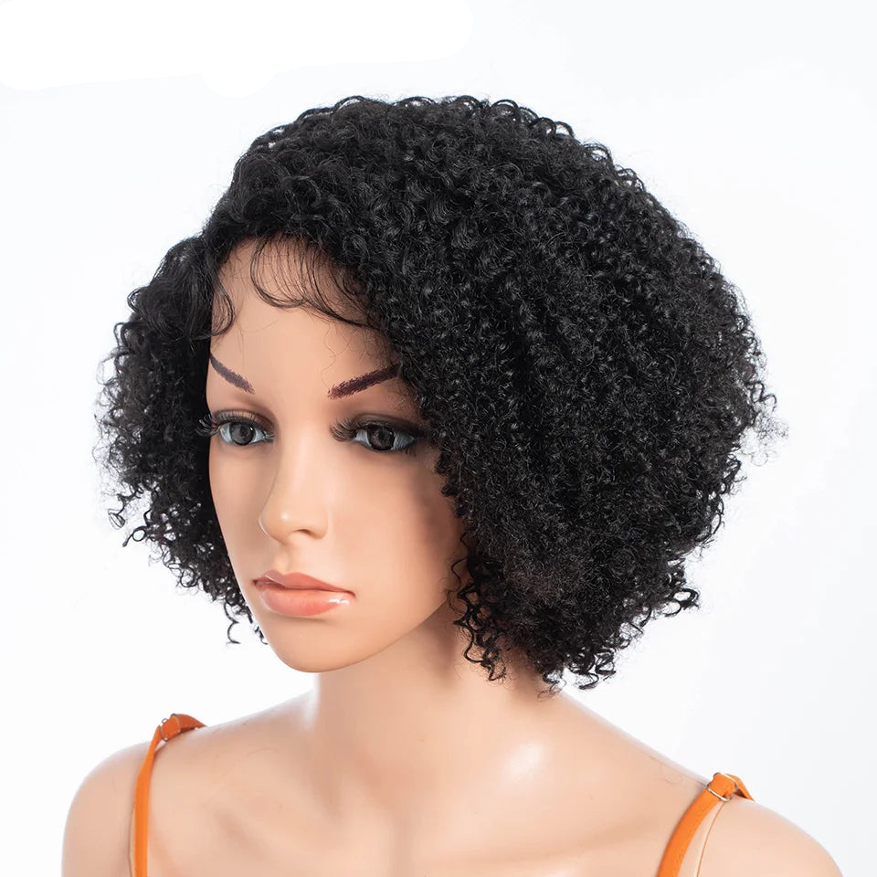 Ombre Honey 4/27 Afro Kinky Curly Bob Wig | Short Human Hair Lace Wig with Baby Hair Luxegan