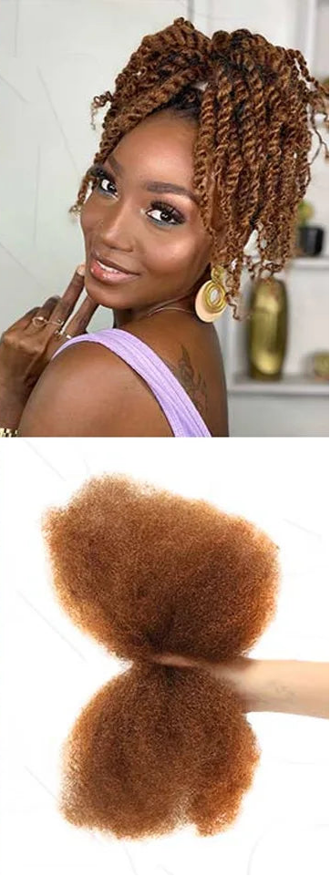 QVR Afro Kinky Bulk Human Hair for Braids & Locs | Virgin Remy Natural Color Extensions Luxegan