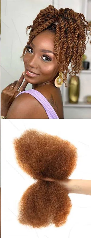 Afro Kinky Bulk Human Hair Extensions | 10"-22" 50g Brazilian Remy for Braiding & Dreadlocks (Natural Colors, Long-Lasting) Luxegan