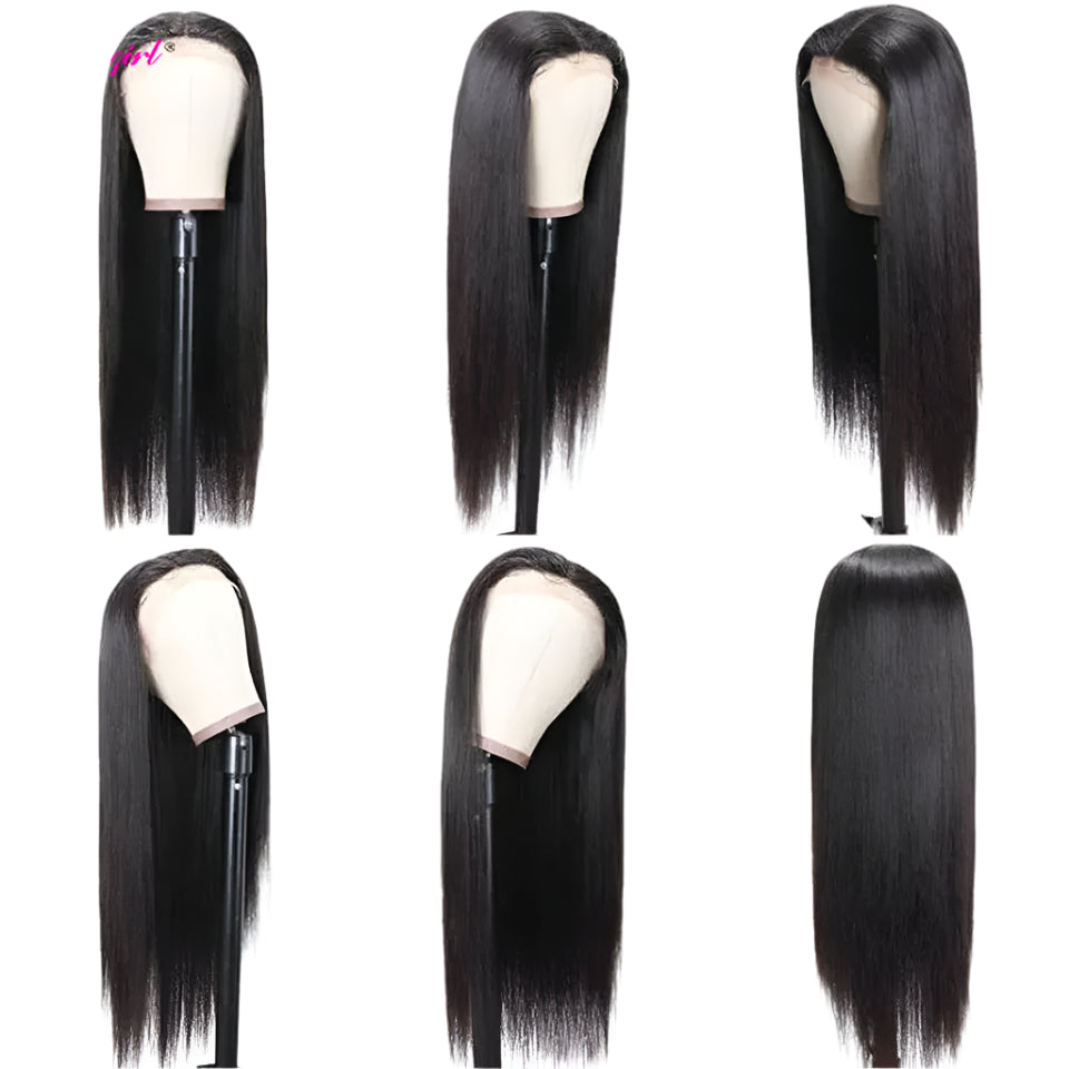 13x6 Lace Frontal Human Hair Wig | Straight Brazilian Remy Hair | Natural Black | 150%/180% Density | Pre-Plucked