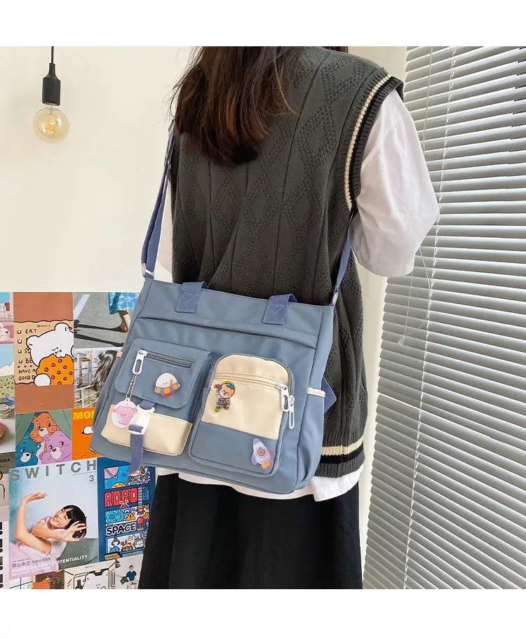 Waterproof Nylon Canvas Crossbody Tote | Casual Shoulder Messenger Bag Luxegan