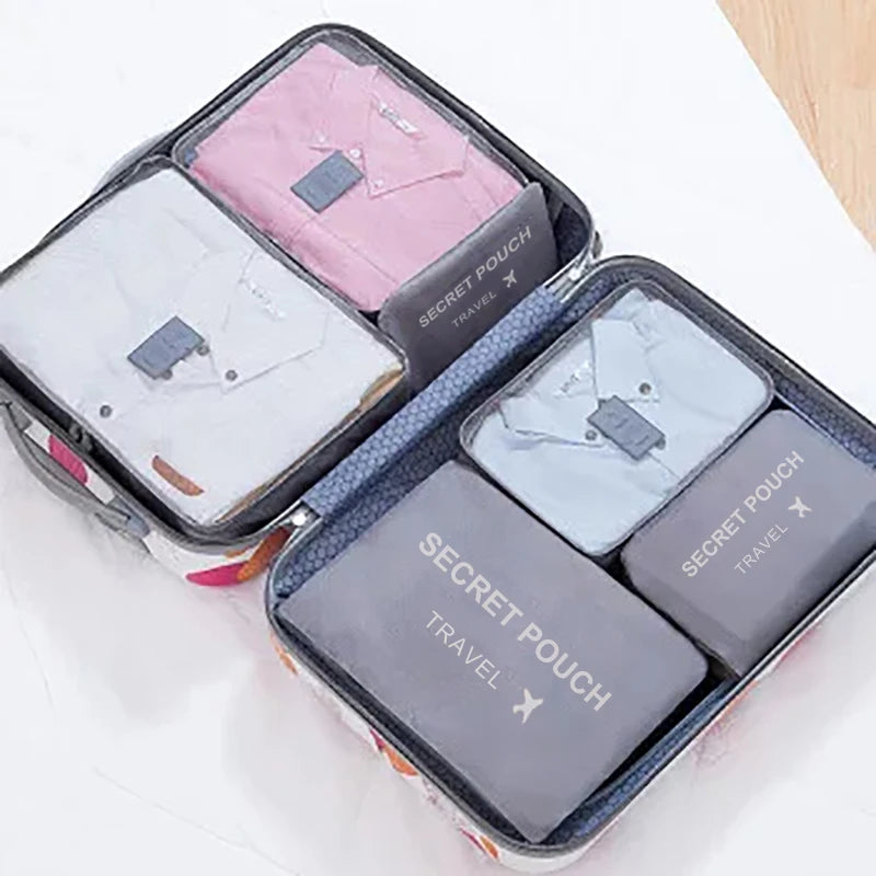 6-Piece Travel Storage Bag Set | Large Capacity Luggage & Clothes Sorting Organizer | Sophisticated Oxford Packing Cubes | Fashion-Forward Suitcase Pouch Set for Versatile Travel Luxegan