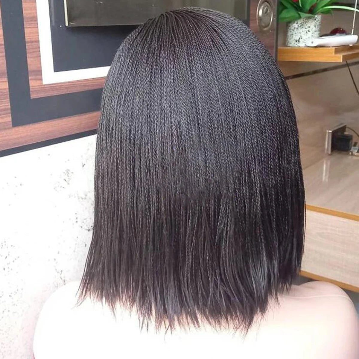 10 Inch Short Micro Twisted Wig - 2x4 Closure Braided Wig for Black Women - Micro Million Braid Wig - Synthetic Knotless Braids