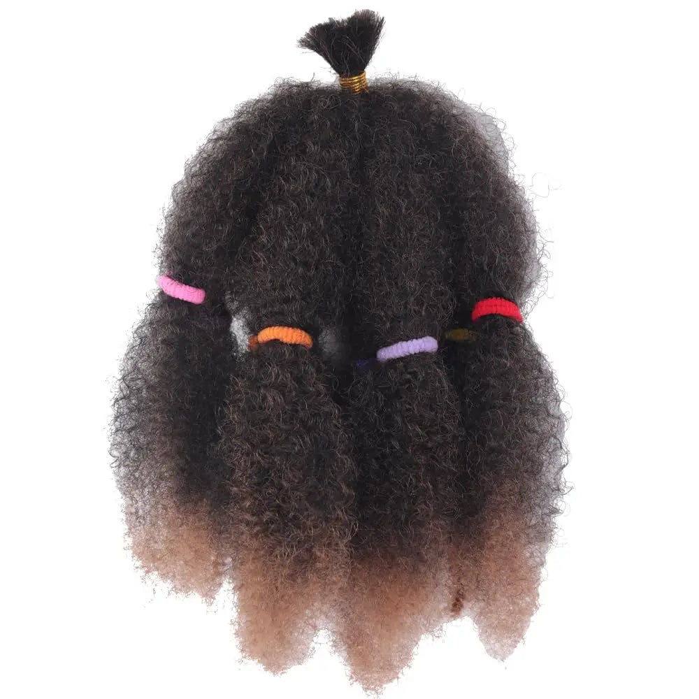 12 Inch Pre-Fluffied Afro Kinky Twist Braiding Hair | Synthetic Bulk Hair Extensions Ombre Colors - view 18