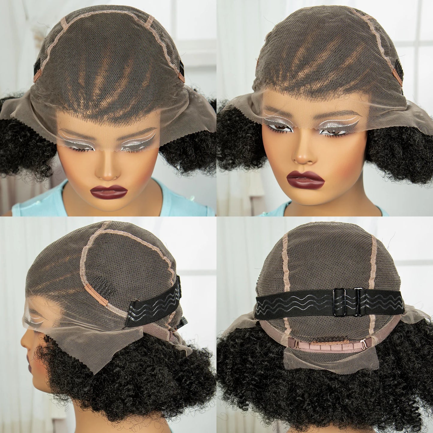 Short Natural Afro Kinky Curly Cornrow Braids Wig | Full Lace | Baby Hair Luxegan