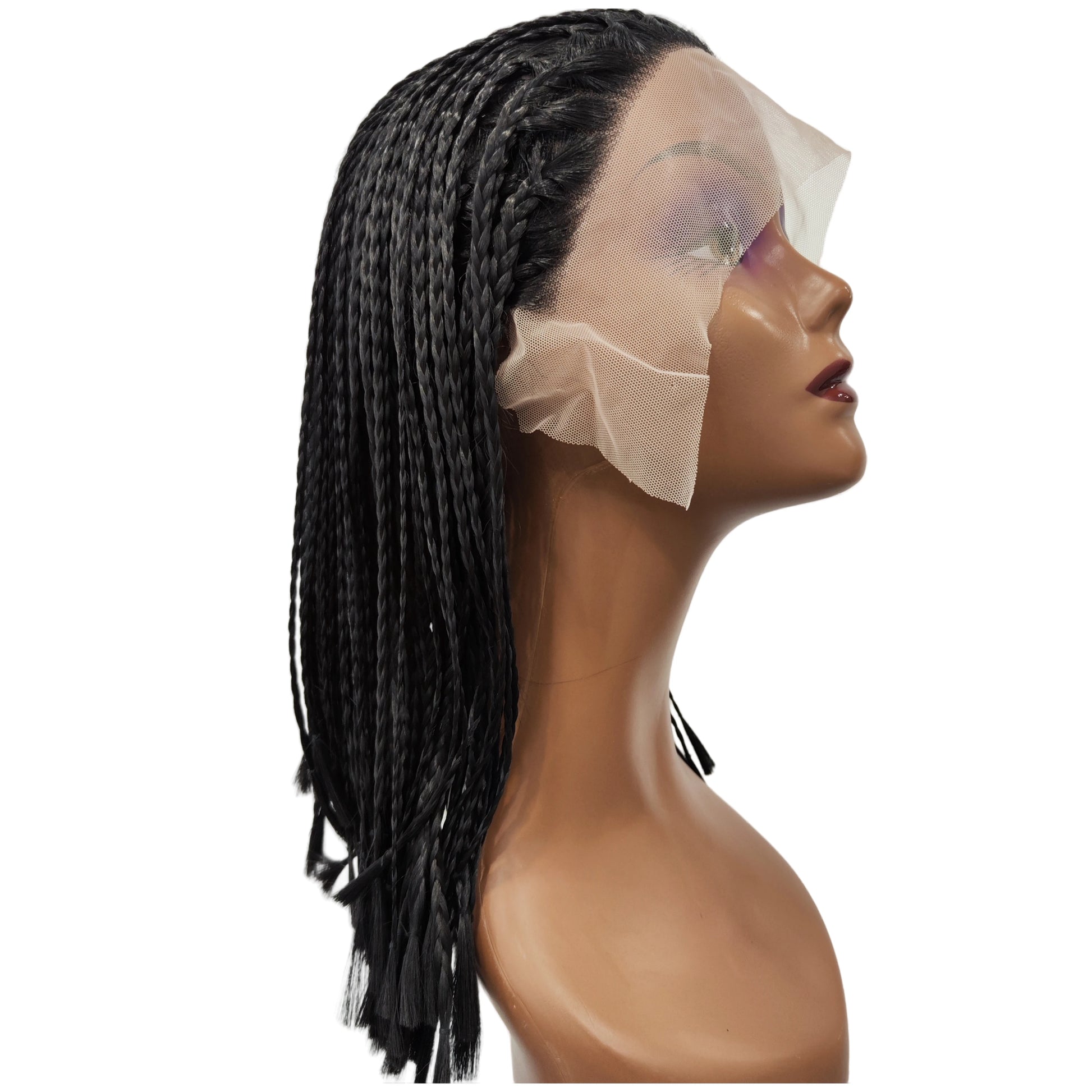 Short Box Braided Lace Front Wig | Synthetic Hair | Black | Foruiya Braids | Women