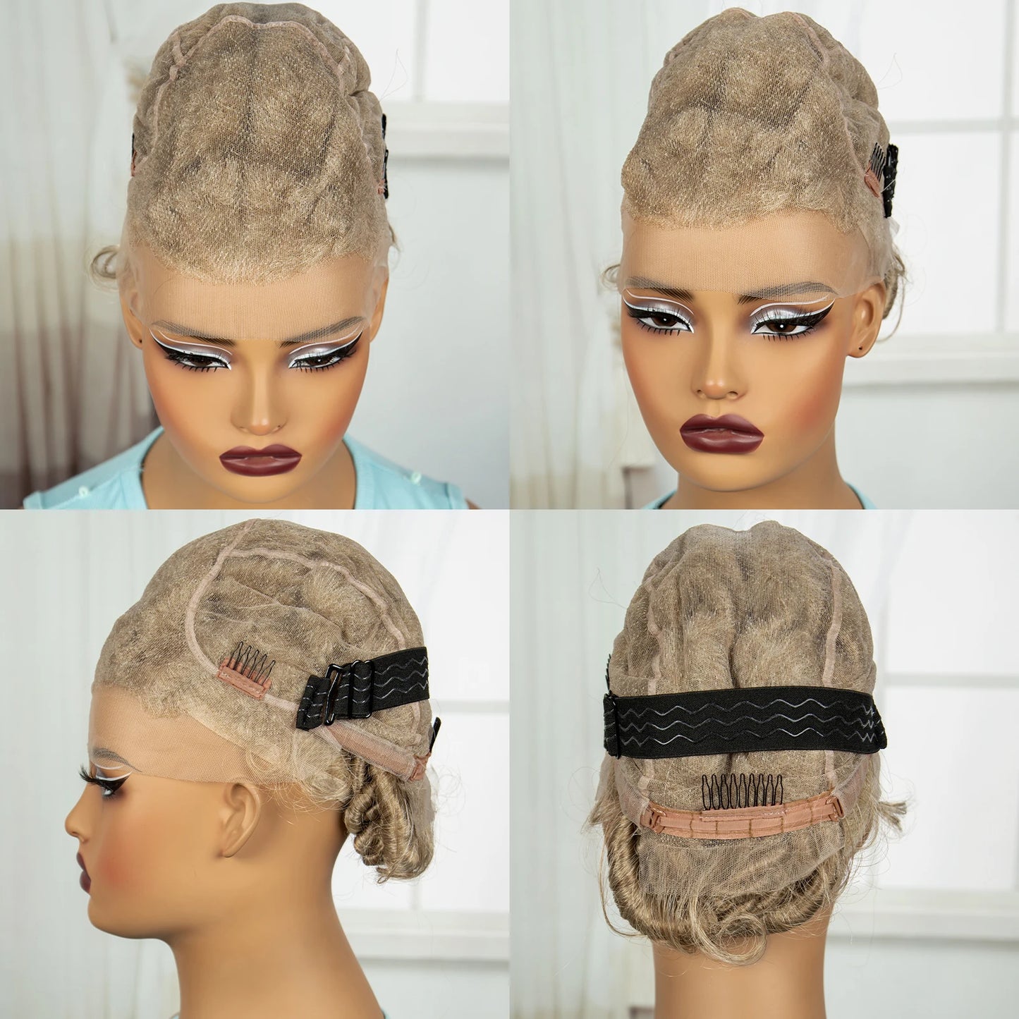 Burgundy Full Lace Synthetic Braided Wig | Knotless Box Braids & Bantu Knots | Lace Front Wig with Baby Hair for Black Women