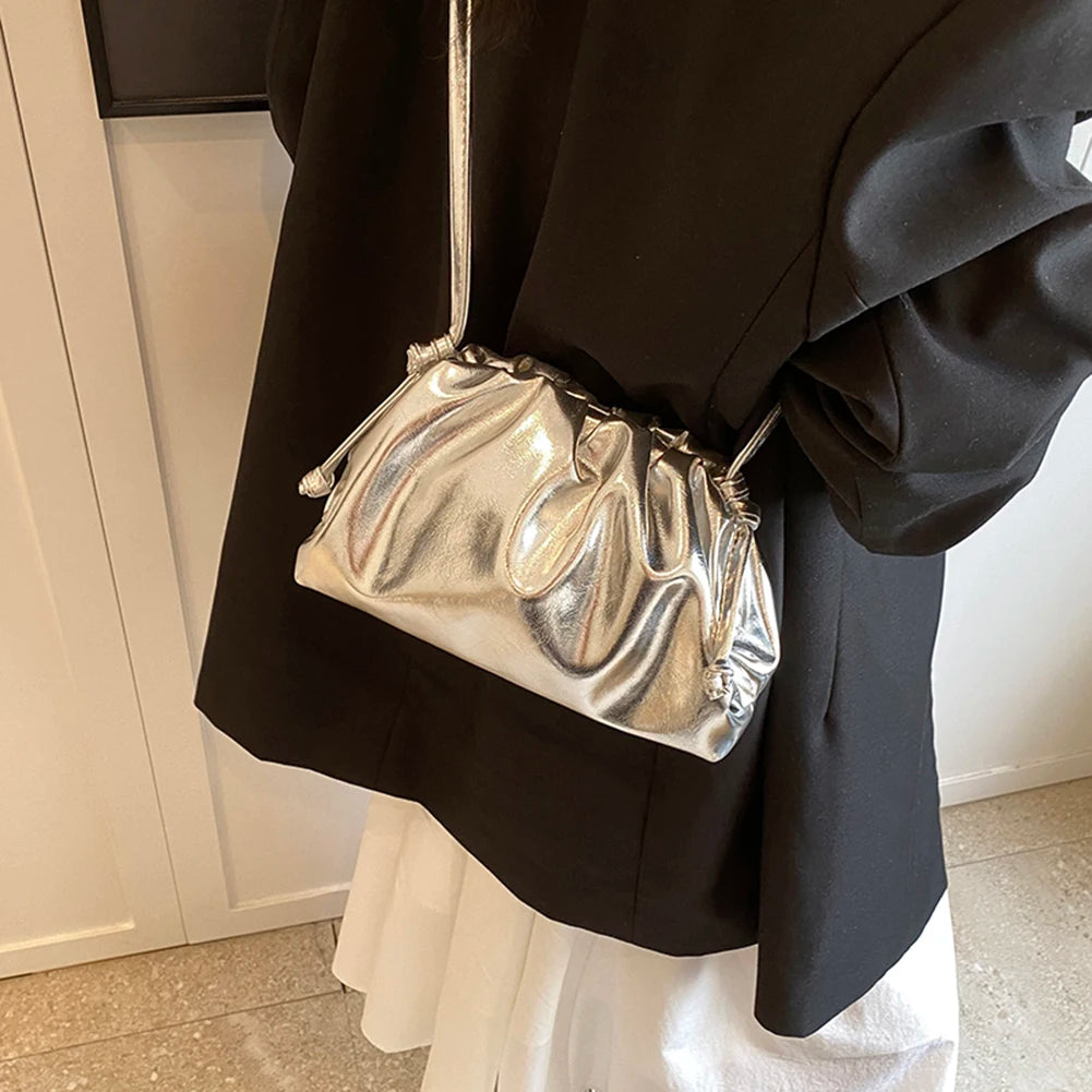 Small Luxury Design Women's Bag | Ruched Dumpling Clutch & Soft PU Leather Handbag Luxegan