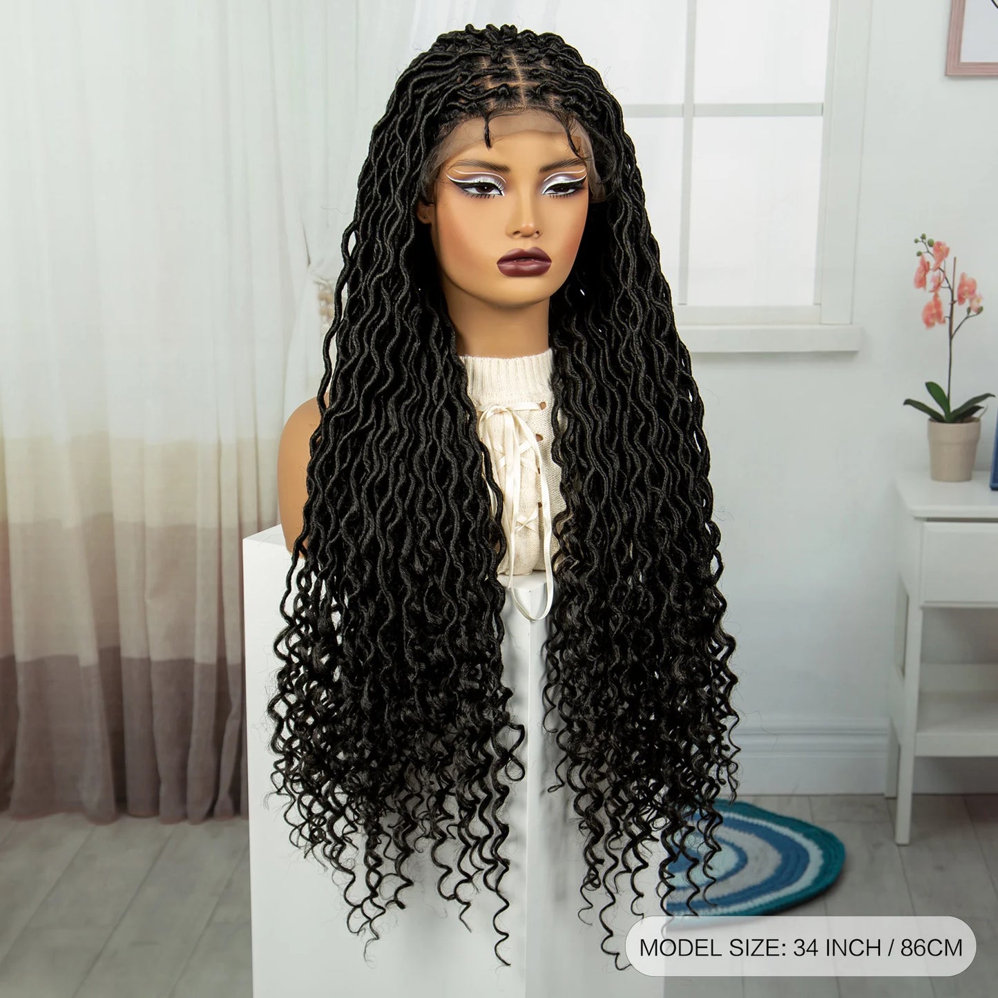 32" Water Wave Dreadlocks & Knotless Braids Wig | Lace Front | Baby Hair Luxegan