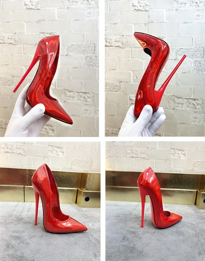 16cm Stage Show Patent Leather Stilettos | Sophisticated Camouflage Pattern High Heels | Elegant "Handmade Shallow-Out" Silhouette | "Dignified" Sexy Pointed Toe Party Shoes for Radiant Versatile Styling Luxegan