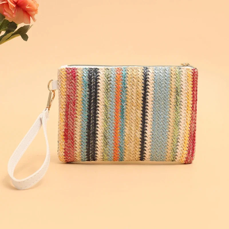 Rattan Knitting Women's Straw Bags | Fashion Colorful Summer Beach Clutch Bag & Woven Wristlet Bag Luxegan