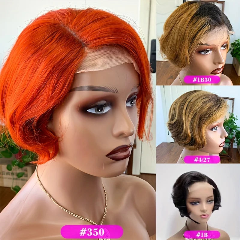 Pixie Cut Bob Human Hair Wig | 180% Density 4x4 HD Lace Closure | Pre-Plucked & Multi-Color Options Luxegan