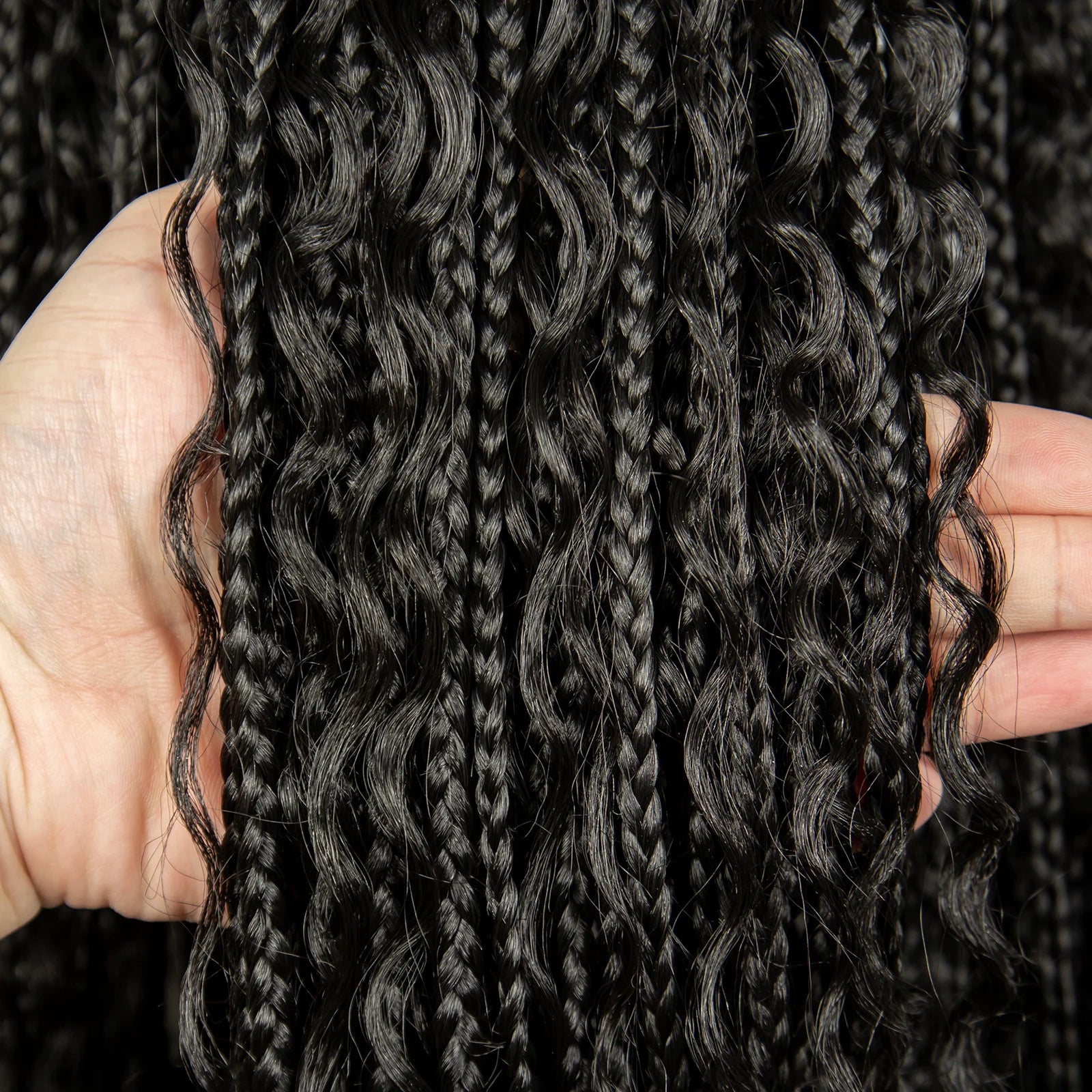 Transparent Full Lace Goddess Boho Box Braids Wig with Baby Hair Luxegan