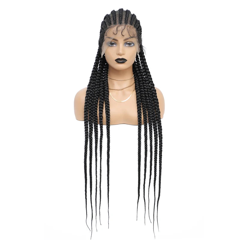36" Blonde Goddess Braids Wig | Jumbo Plaits | Full Lace Front | Knotless | Handmade Luxegan