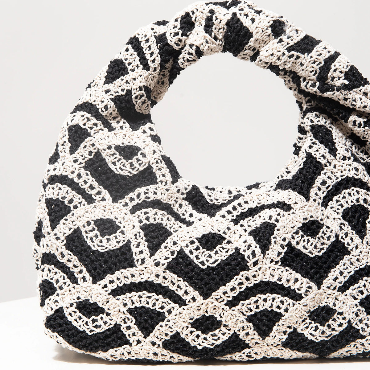 Soft Bohemian Hollow Woven Handbag | Zippered Crochet Beach Tote Luxegan