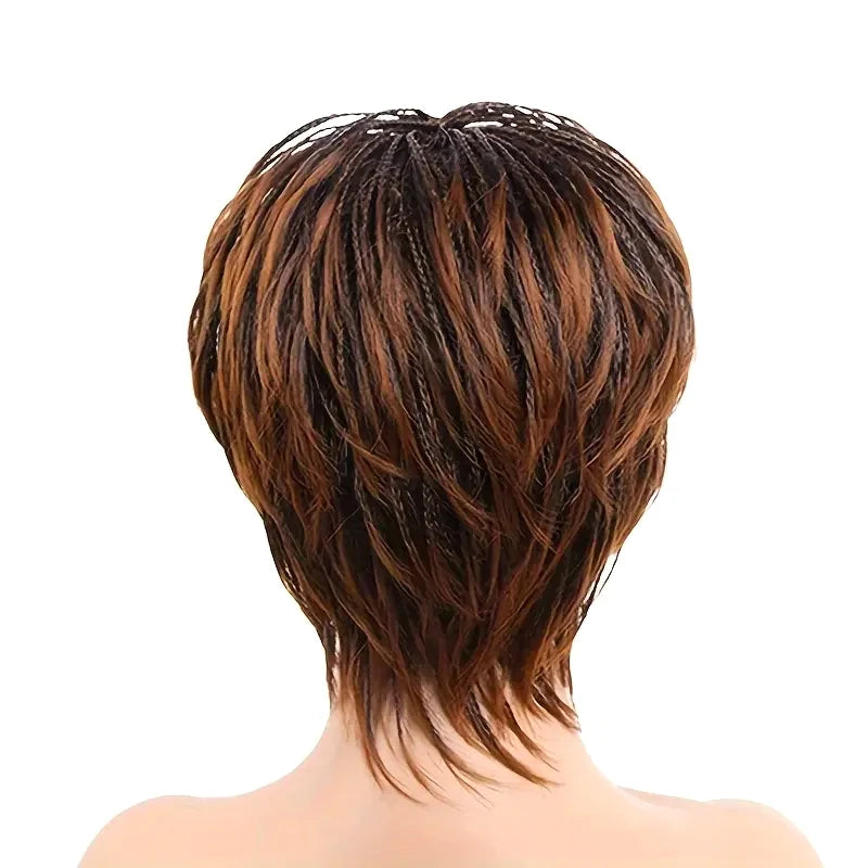 Women's Short Bob Braided Wig with Bangs | Synthetic Wigs for Everyday Wear & Christmas (Easy Style)