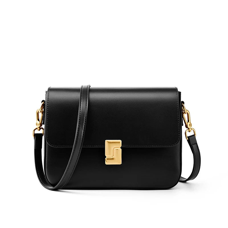 New Fashion Women's Genuine Leather Small Square Bag | Versatile Commuting Crossbody Shoulder Handbag Luxegan