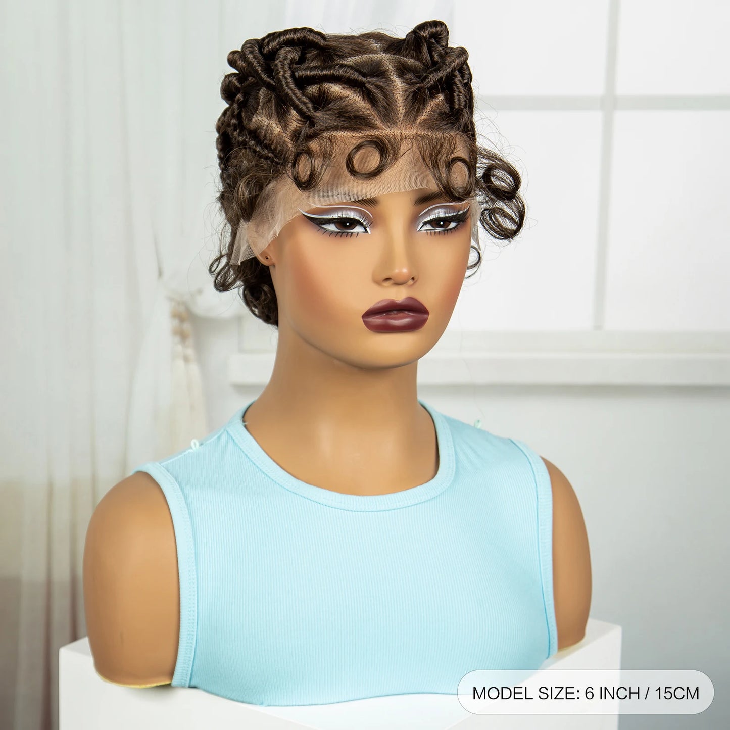 Ginger Orange Bantu Knotless Braids Wig | Full Lace | Baby Hair Luxegan