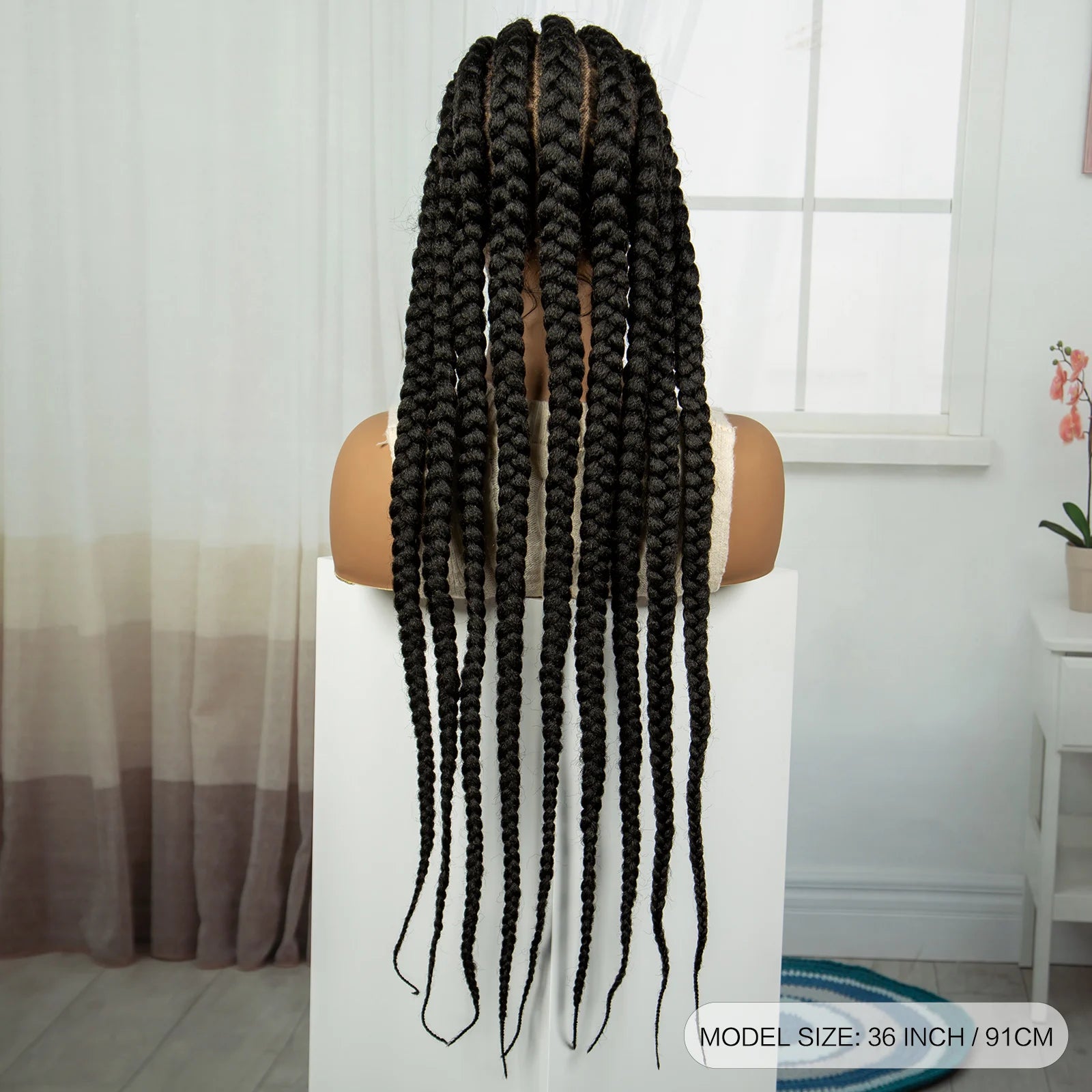 36" Cornrow Knotless Braids Wig | Full Lace Frontal | Baby Hair | Cosplay Luxegan