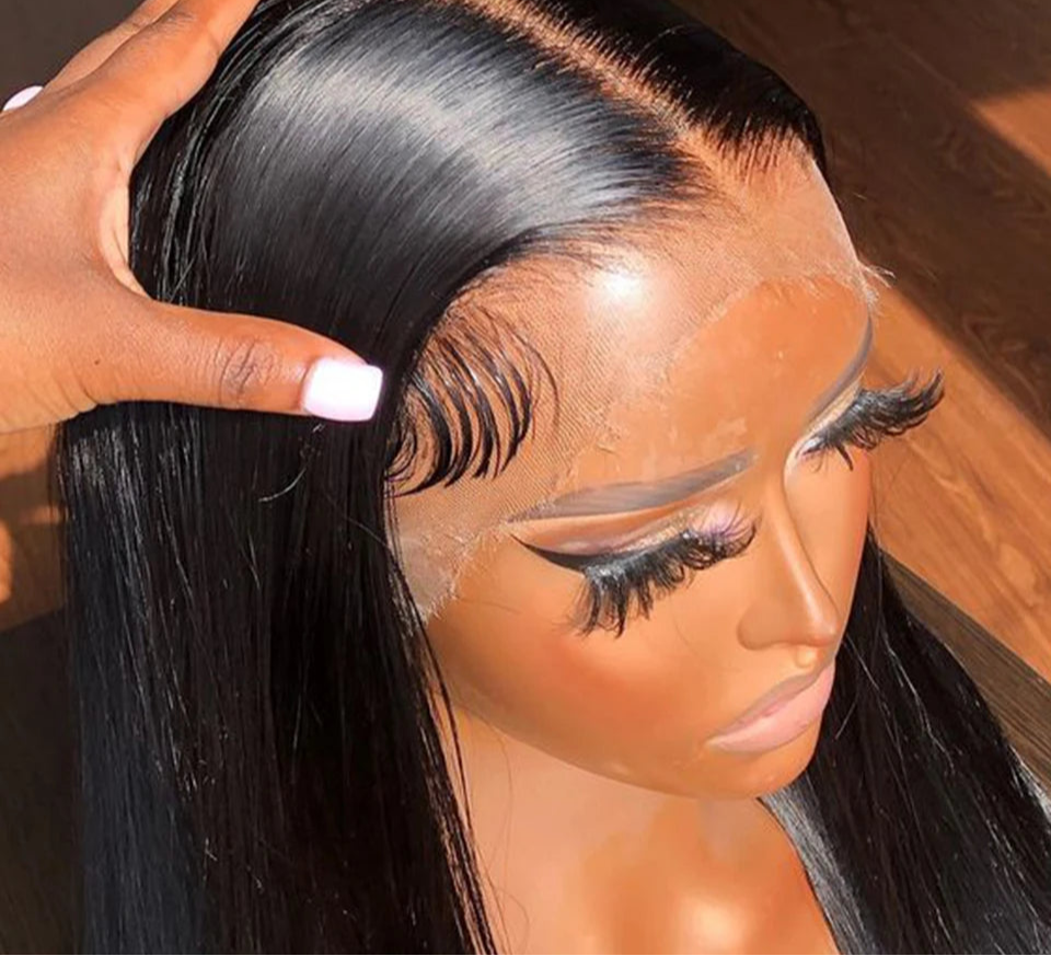 32 Inch Bone Straight T-Part Lace Front Wig | Transparent & Pre-Plucked Brazilian Remy Human Hair Luxegan