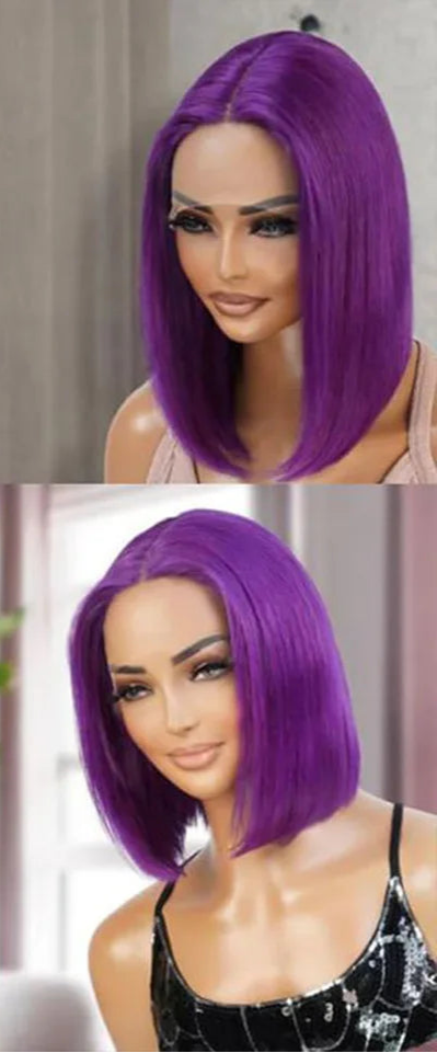 Rebecca Purple Bob Wig | 13x5x1 Transparent Lace Front Human Hair Luxegan