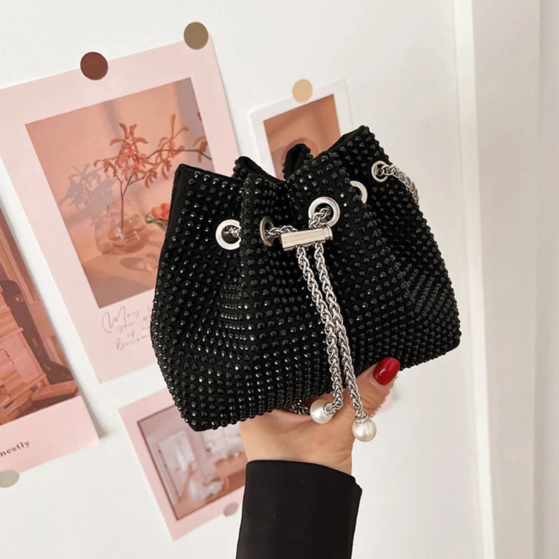 Luxury Women's Horseshoe Bucket Bag | New High Quality PU Leather One Shoulder Handbag (Exquisite Rivet & Chain Design) Luxegan