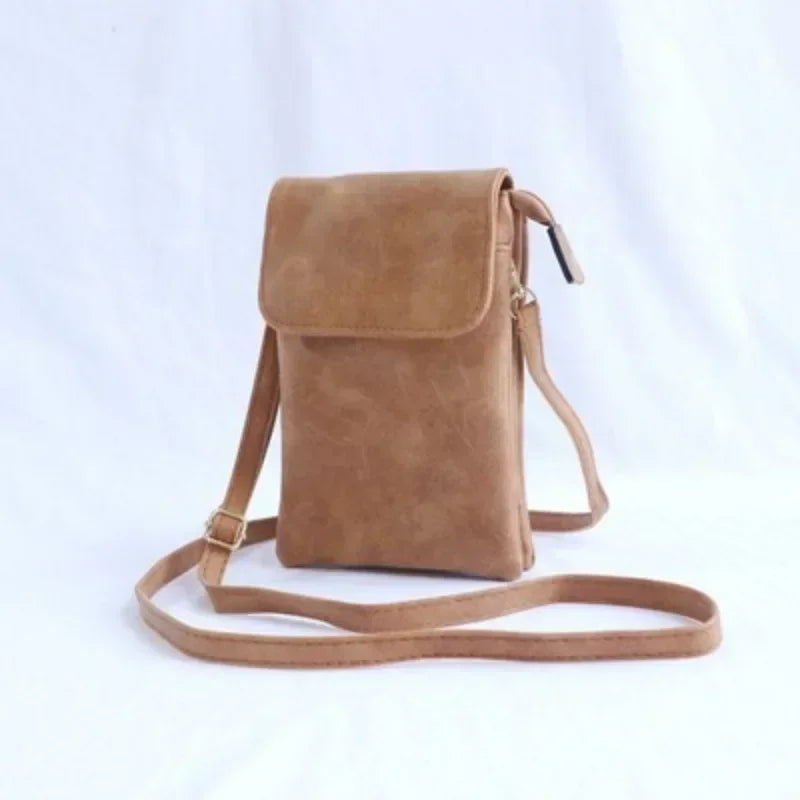 Fashion Women Crossbody Bag PU Leather Mobile Phone Purse Bags | Solid Flap Messenger Bag Small Female Shoulder Handbag for Women Luxegan