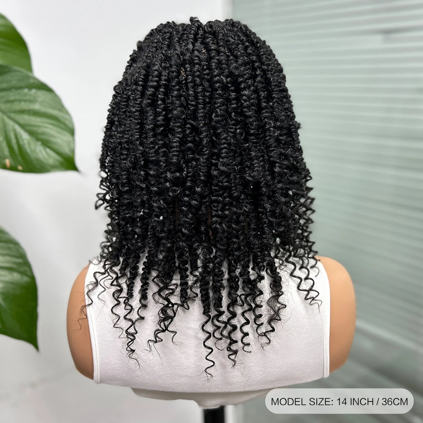 Knotless Box Braided Bob Wig with Curly Ends | Short Twist Braids | Synthetic Lace Front Wig | Handmade for Black Women Luxegan