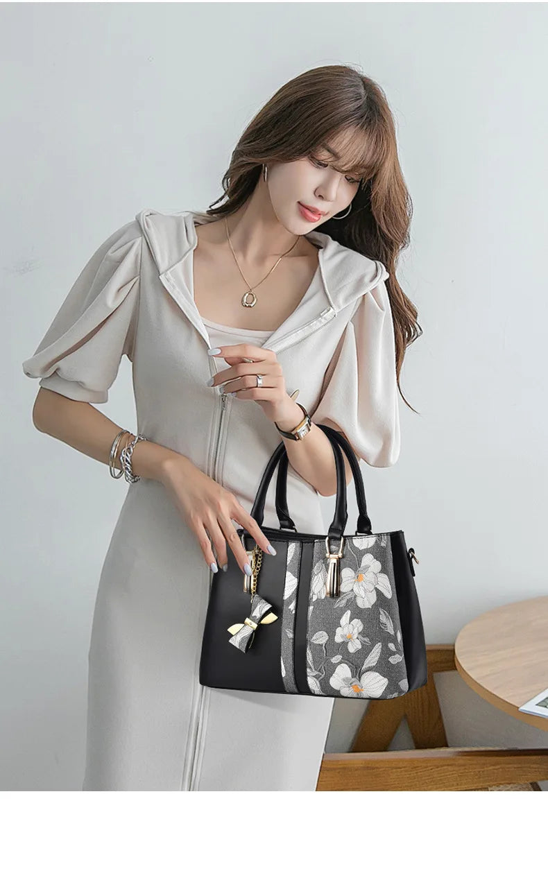 Personalized Printed Mom Tote Bag | Large Capacity Women's Handbag | New Fashion Shoulder Bag Leather Ladies Crossbody Bags Luxegan