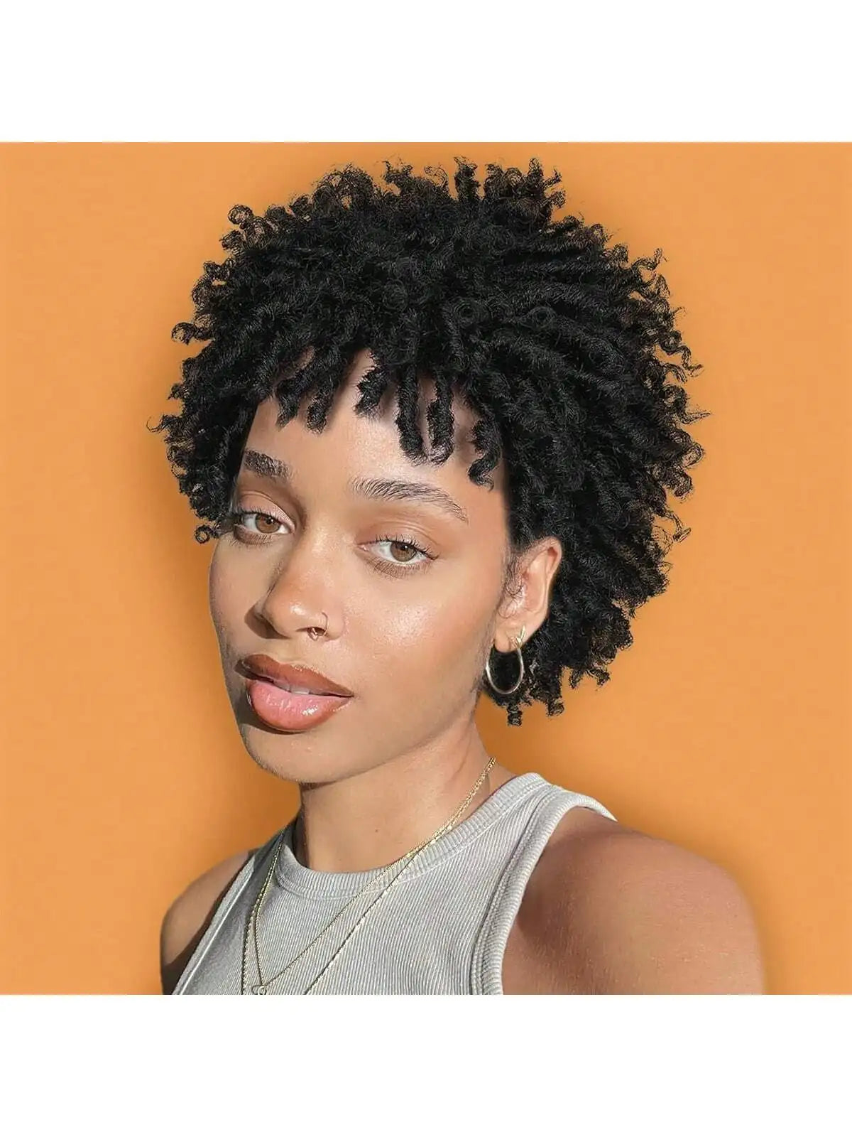 Short Afro Faux Dreads Wig | Heat Resistant Synthetic Braids | Unisex Wig for Black Women & Men - Luxegan