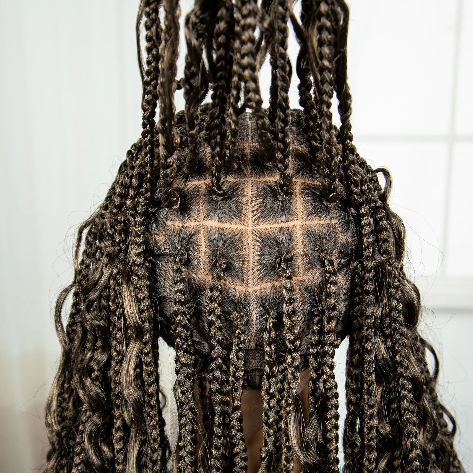 Ombre Knotless Braids Wig | Curly Ends | Full Lace | Baby Hair | Handmade Luxegan
