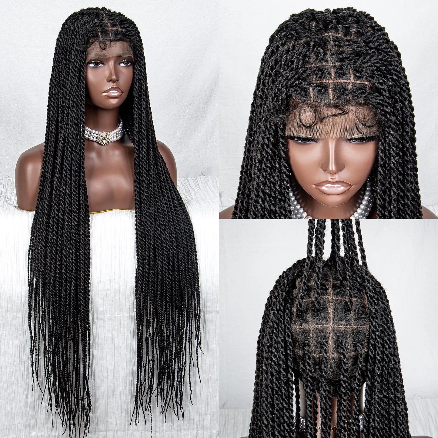 40" Long Straight Braided Wig | Full Lace | Baby Hair | Colored Braids Luxegan