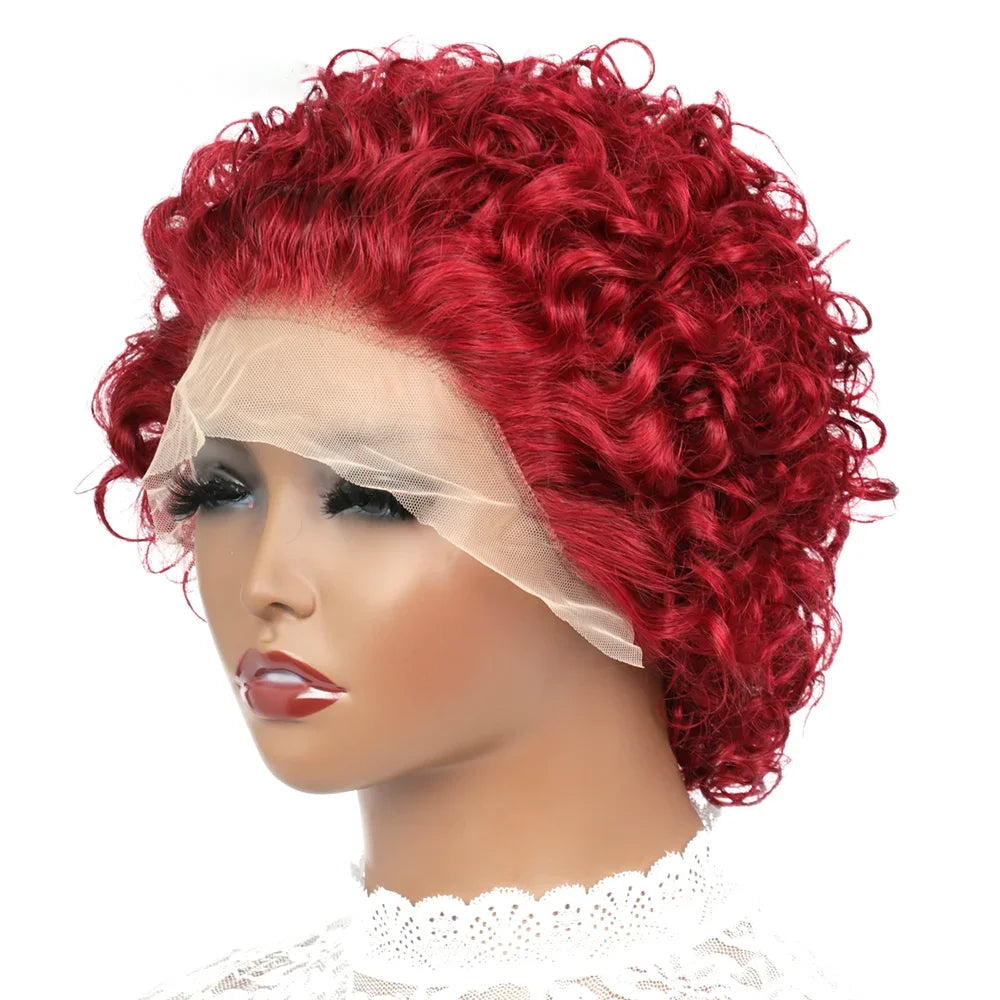 Short Curly Pixie Cut Wig | Water Wave Bob Wig | 13x1 Transparent Lace Front Human Hair Wig