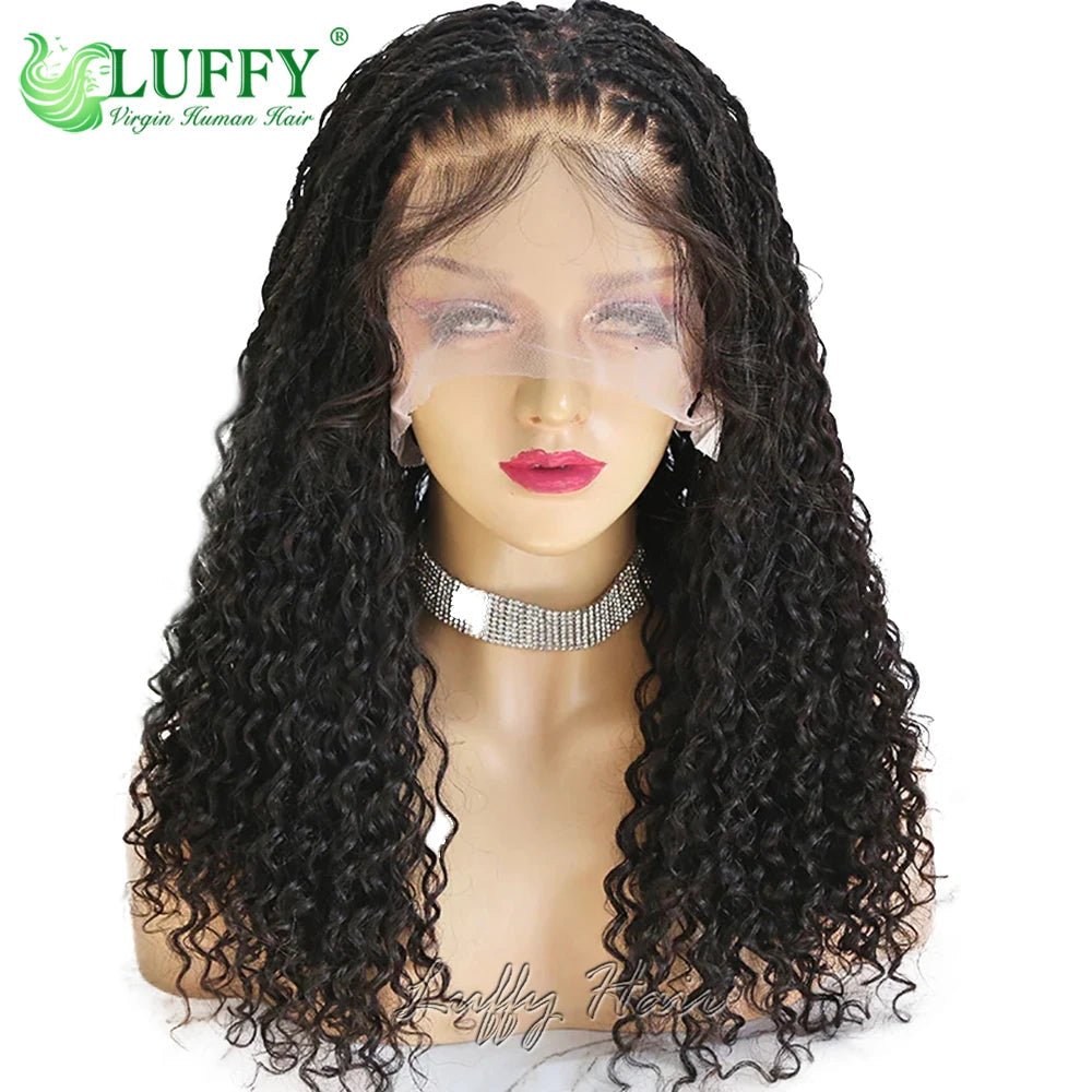 HD Full Lace Knotless Boho Box Braids Wig | Curly Ends | 300% Density | Human Hair | Pre-Plucked Luxegan
