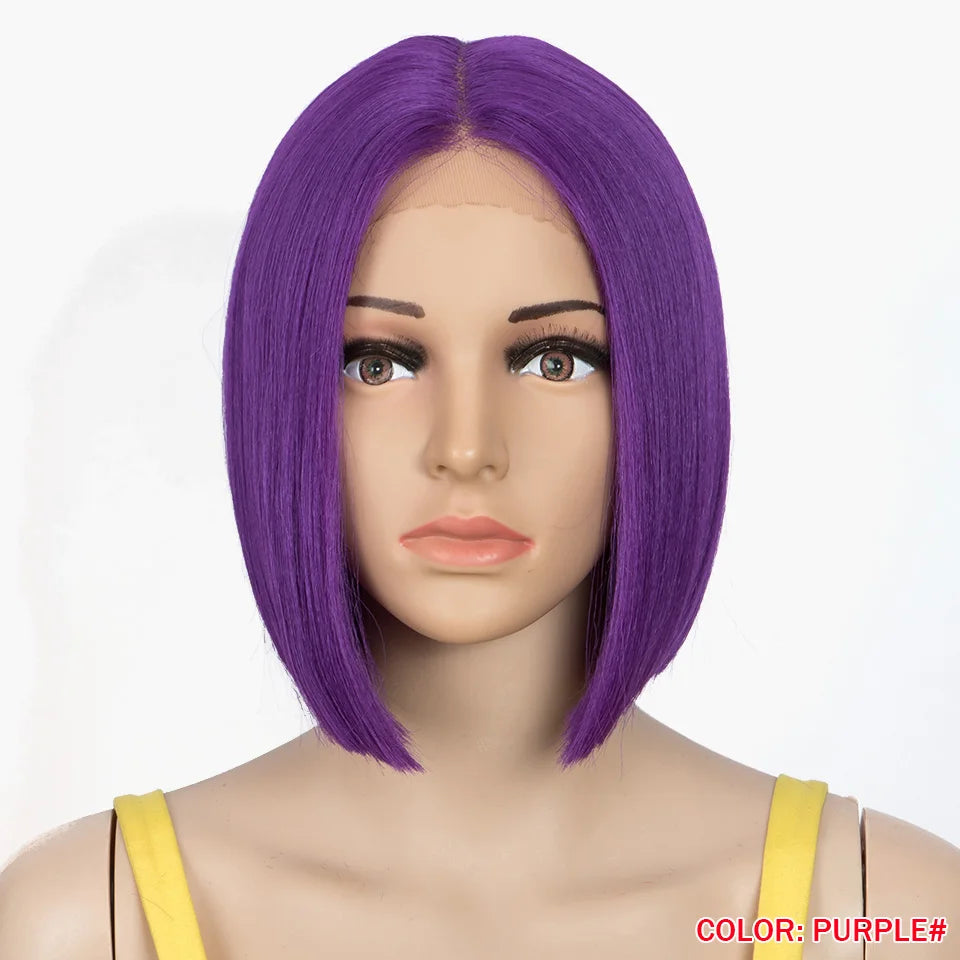 10 Inch Ombre Brown Straight Short Bob Wig | Synthetic Lace Front Wigs for Women (Heat Resistant Fiber, Cosplay & Daily Use) Luxegan
