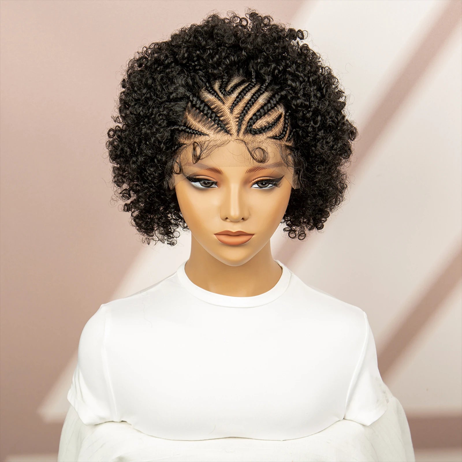 Afro Curly Cornrow Braided Bob Wig | Baby Hair | Kanekalon Hair | Black Women